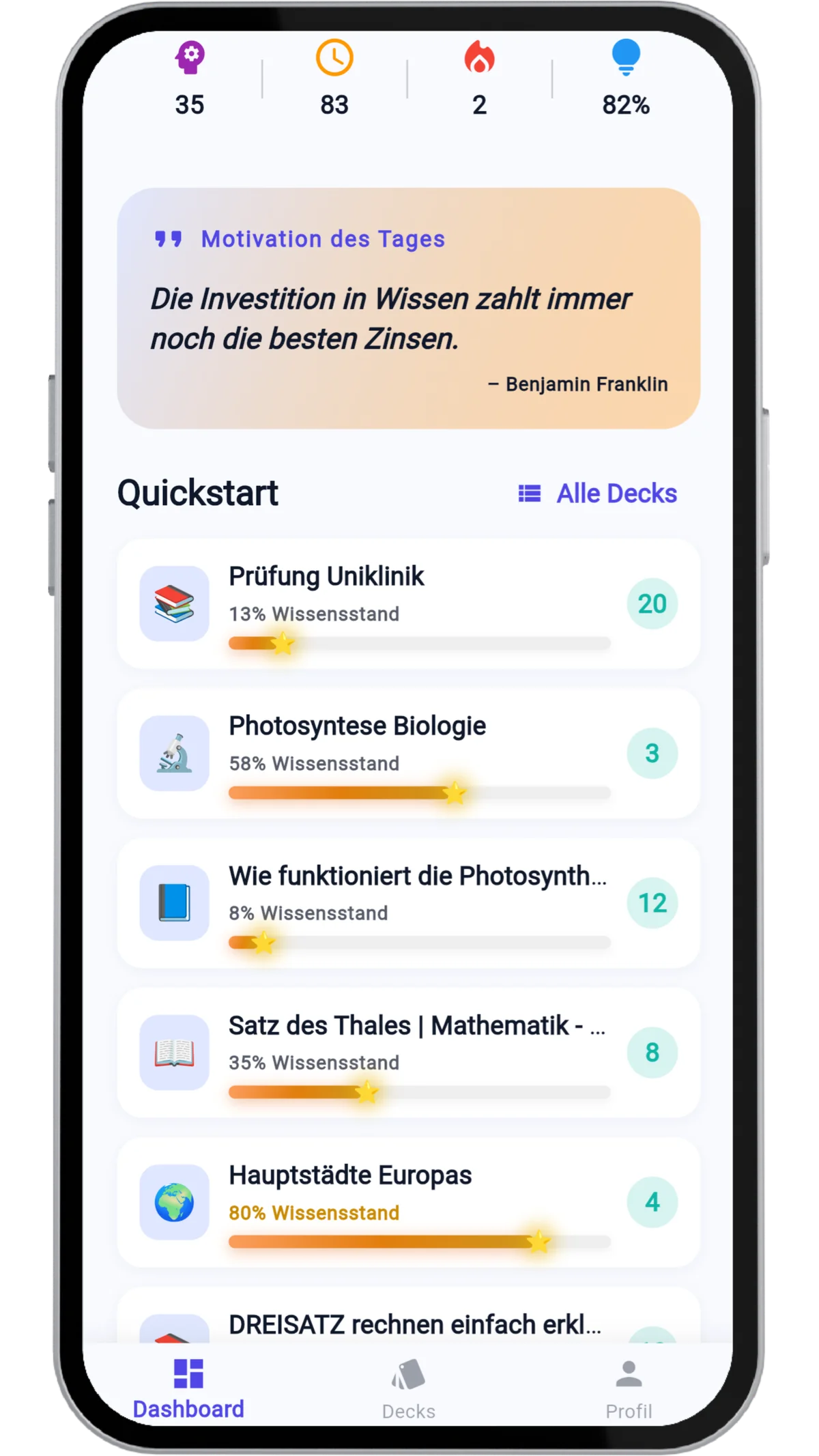 MemoSprint App Dashboard